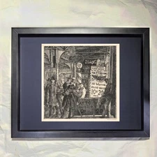 Reginald Marsh "Tattoo-Shave-Haircut" CUSTOM FRAMED Art
