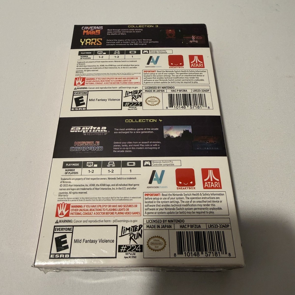 Atari Recharged Collection 3 + 4 Nintendo Switch Dual Pack Arcade