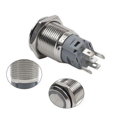 16mm Momentan-Druckknopfschalter 1NC 1NO DC 12-24V3A RotRing-LED Anschlussstift