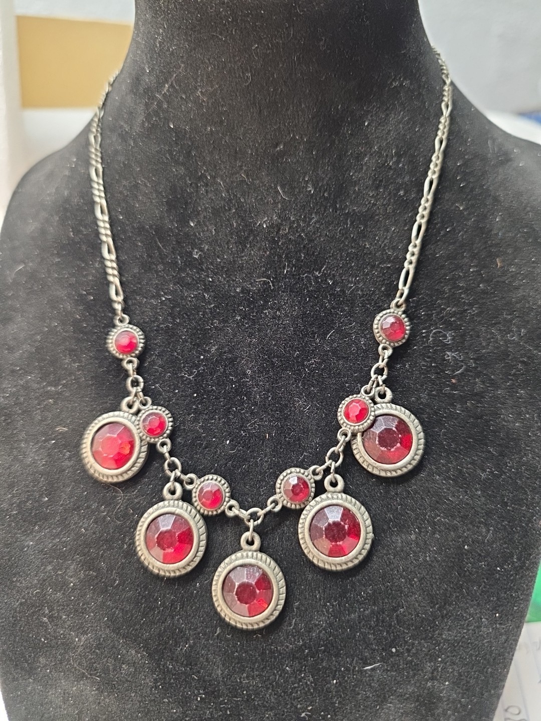 16" Victorian Ruby Colored Necklace.  Simple Eleg… - image 2