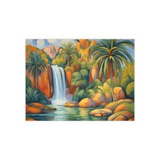 Waterfall Island Landscape Ceramic Tile Backsplash Wall Art 6x8 Inches