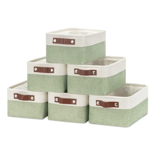 Collapsible Storage Baskets for Shelves(6pack) Small Fabric Bins with Handles...