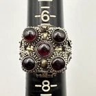 Vintage Sterling Silver Garnet Poison Ring Locket Hidden Compartment Size 7