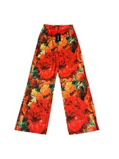 Pretty Little Thing Women  s Size 8 Red/Orange Floral Wide Leg Beach Trousers