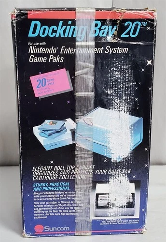 D-367 VINTAGE SUNCOM DOCKING BAY 2.0 STORAGE CABINET FOR NES GAME CARTRIDGES!