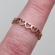 Hallmarked 9ct Rose Gold Clogau Heart Pattern Stacker Band Ring S 1.6g Welsh