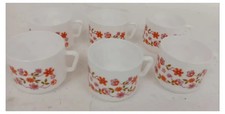 Vintage Arcopal Floral Tea Cups x6 Decorative Tableware White 8cm