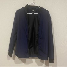 h&m blue oversized bomber zip up jacket coat ...