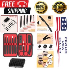 Tweezers Set,9 Pcs Professional Stainless Steel Tweezer Kit-Great Precision Eyeb