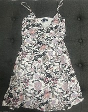 American Eagle Floral Mini Dress Size 2 Lace Up Back Cottagecore