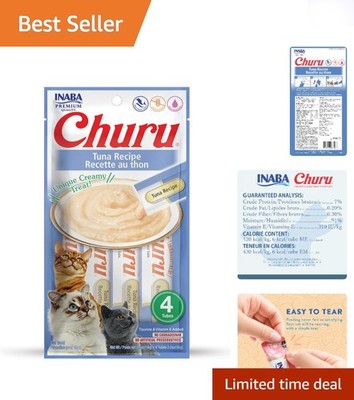 Churu Creamy Tuna Cat Treats - Hydrating Treats for All Life Stages, 4 Tubes
