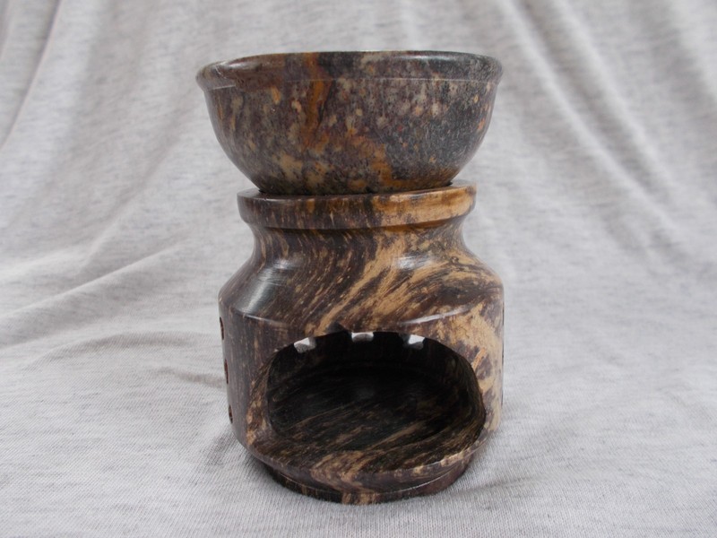 Brown Soapstone Ornate Tealight Aroma Lamp