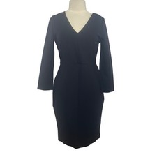 J Crew Long Sleeve Dress Womens Size 8 Black Back Zipper Sheath