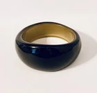 Vintage Retro Chunky Asymmetrical Black Lucite Bangle Bracelet Costume Jewelry