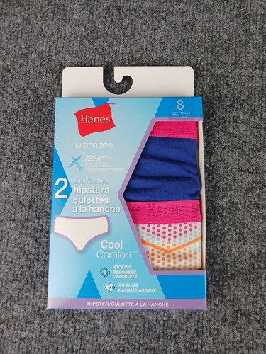 2 PACK HANES GIRLS ULTIMATE X-TEMP HIPSTERS COOL COMFORT 2 PER PACK SIZE 8 - Picture 3 of 5
