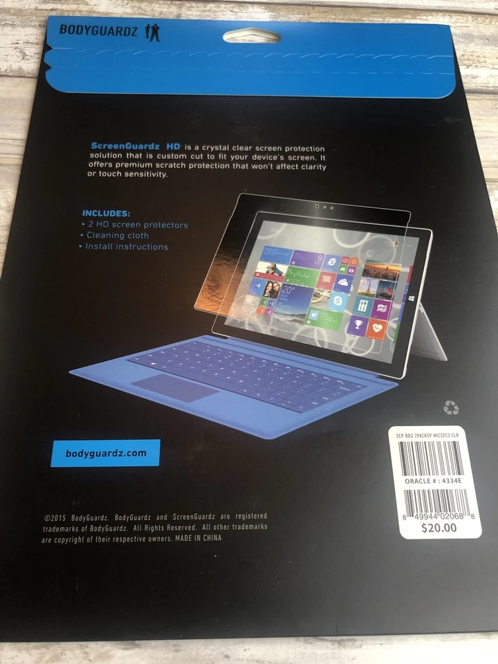 New BodyGuardz ScreenGuardz HD Clear Screen Protector for Microsoft Surface 3 - Image 2 of 2