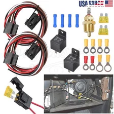 Dual Electric Fan Relay Kit with Thermostatic Sensor Switch 185 On 175 Off 40A