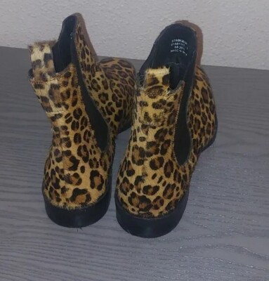  Chelsea LEATHER leopard pony BOOTS NEW 7 ASOS DESIGN heeled chelsea boot in leopard print faux pony  main image 4