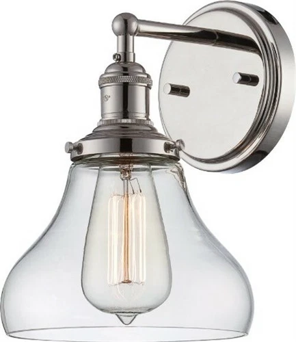 Vintage - 1 Light Sconce w/ Clear Glass - Polished Nickel Finish - SATCO-60-5413 - Picture 1 of 7