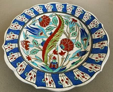 Round Platter Sir CA Handmade 14th c Bahri Faruk Avanos Turkey  Colorful Vintage