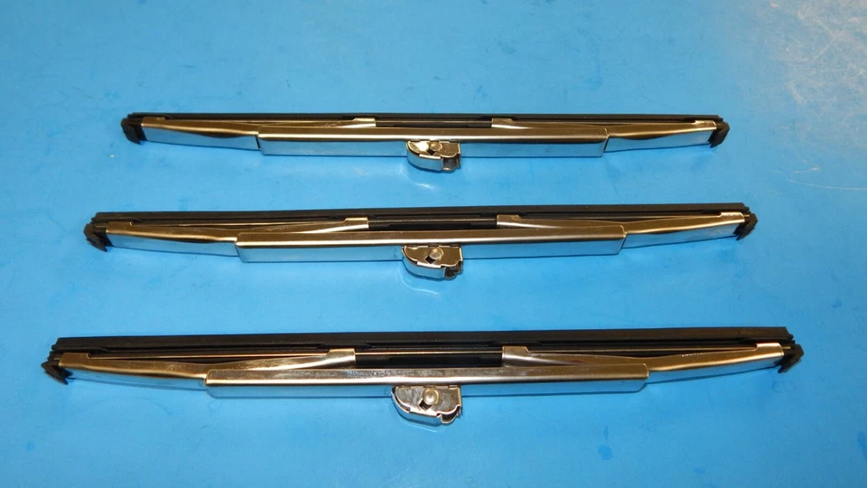 Nuevo Juego de 3 Escobillas Limpiaparabrisas de Acero Inoxidable MG Midget 1969-72 9" Conector Cuchara Correcto Foto 2 de 2