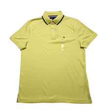 Tommy Hilfiger Men's Polo Shirt Soft Cotton Short Sleeve Flag Logo Yellow Size M