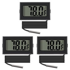 3pcs Black Digital LCD Thermometer Temperature Monitor with External Probe for