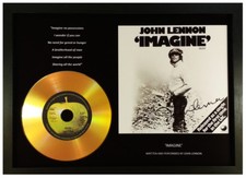 JOHN LENNON 'IMAGINE' SIGNED PHOTO GOLD CD DISC DISPLAY COLLECTABLE MEMORABILIA