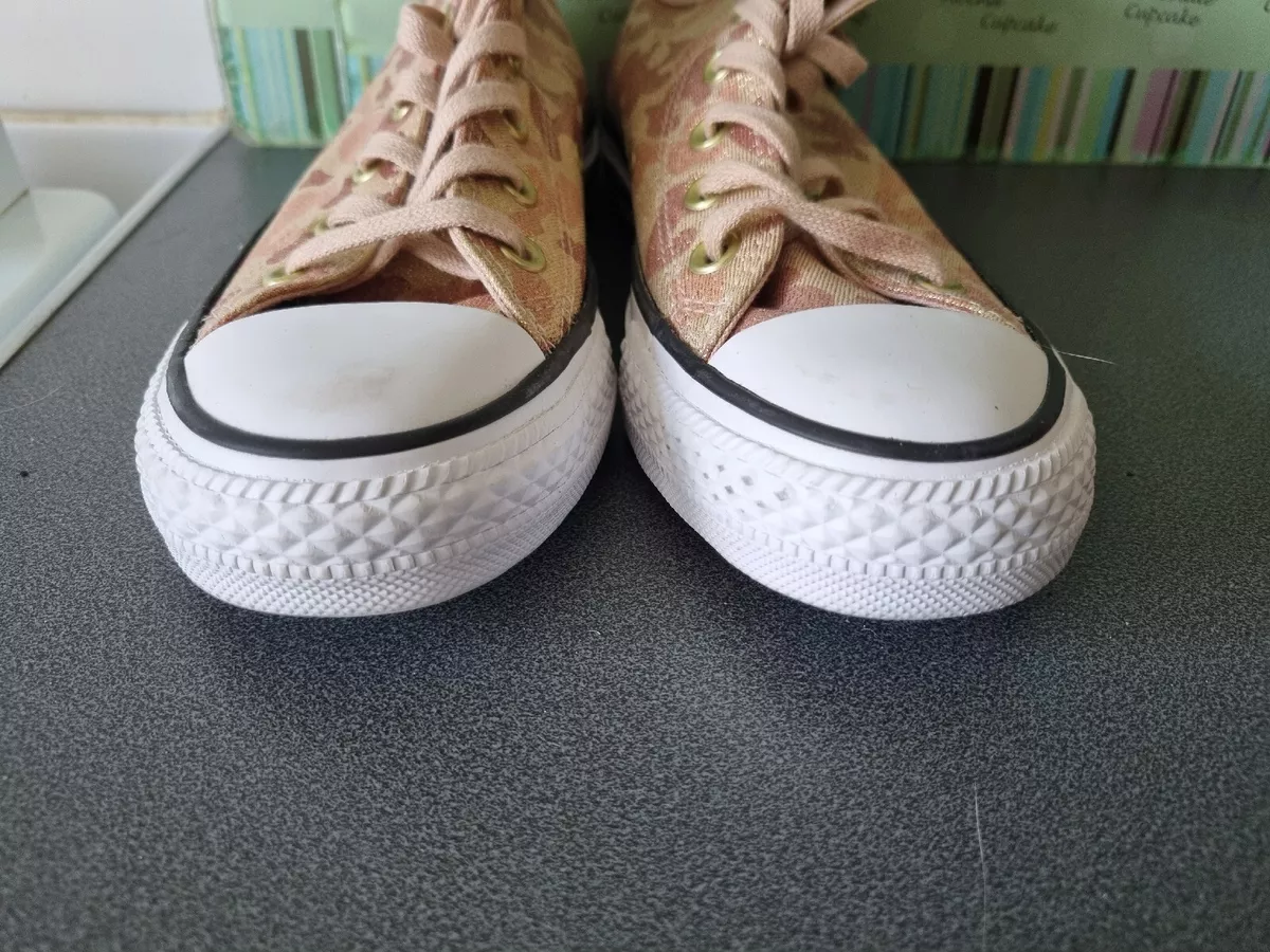 WOMENS GOLD CAMOUFLAGE PRINT CONVERSE ALL STAR HI TOPS SIZE UK 4