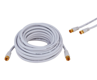 RG6 DUAL Shield Coax Cable White TV Antenna Satellite 3ft-100ft Multi-Pack Lot