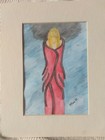 Original Artwork Painting, Matted "Inocculation" 5"x 7" signed Outsider Art — photo 2