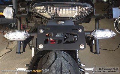 17-21 Yamaha FZ-10 MT-10 Complete Fender Eliminator Kit Tidy Tail w/ LED Light