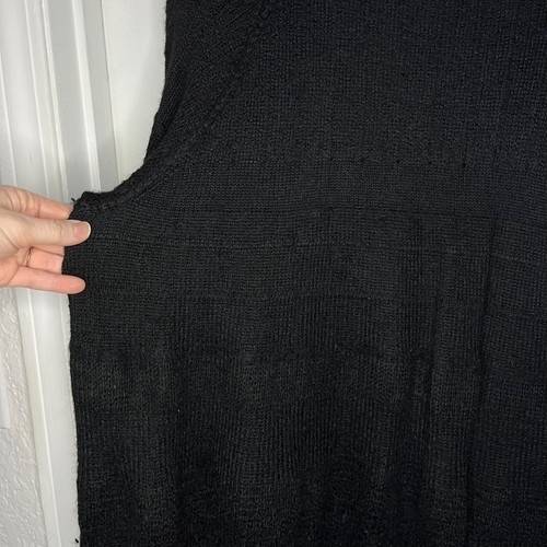 Gary Graham Women Dress Small Black Alpaca Stripe Knit Raglan Balloon Sleeve - Picture 7 of 21