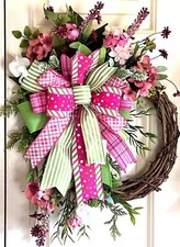 10 " x 20 " Spring Summer Handmade Bow for Wreath Basket Swag Lantern  212 fl