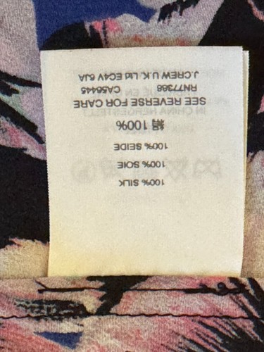 J.Crew Silk Sz 10P Womens Blouse Flutter Sleeve Pink/Blue/Black Floral Hibiscus - Picture 10 of 11