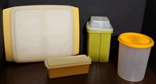 Set Of 4 Vintage Tupperware Containers: Canister Butter Dish Pickle Keeper &...