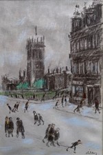 HAROLD RILEY Original Manchester Cathedral work on paper Northern Art Interest