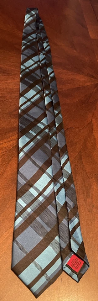 Corbata de cuello Alfani negra azul hecha a mano 100 % poliéster para hombre hecha en China Foto 3 de 4