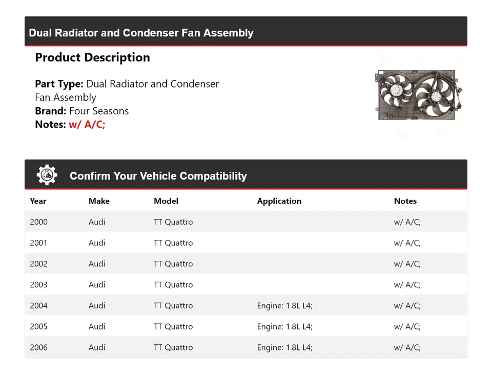 Para 2000-2006 Audi TT Quattro radiador duplo e conjunto de ventilador condensador 4 estações - Imagem 2 de 4