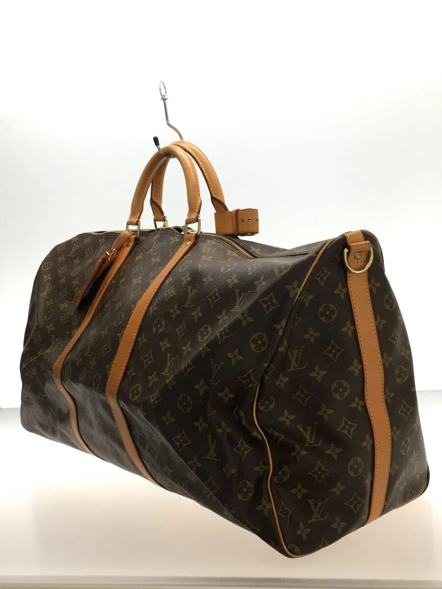 LOUIS VUITTON Keepall Bandouliere 60 Monogram Brown PVC Gold