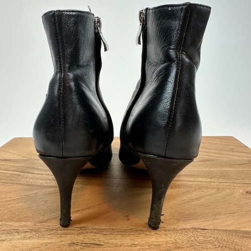 Womens Halogen Black Leather Heeled Ankle Booties Boots Size 7.5 M GUC - Picture 8 of 13