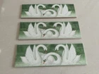 Tile Border Old Vintage Ceramic Collectible Decor Pack of 3, Swan Pattern