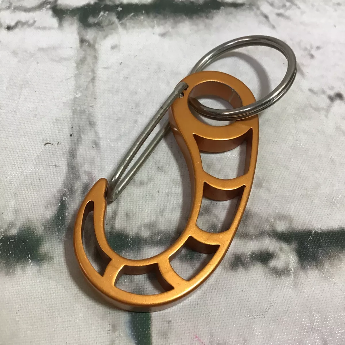 Gold Tone Carabiner Clip Strong Heavy Duty Keychain Key Ring