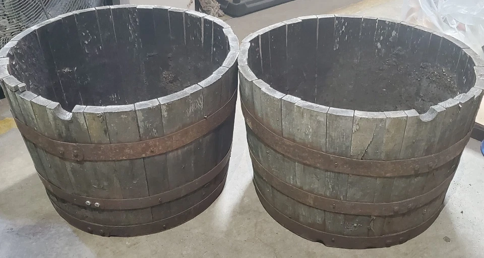 Lot of 3 - Authentic Half Barrel Tub Planters Kentucky Bourbon Whiskey (x3) VTG - Image 4 of 4