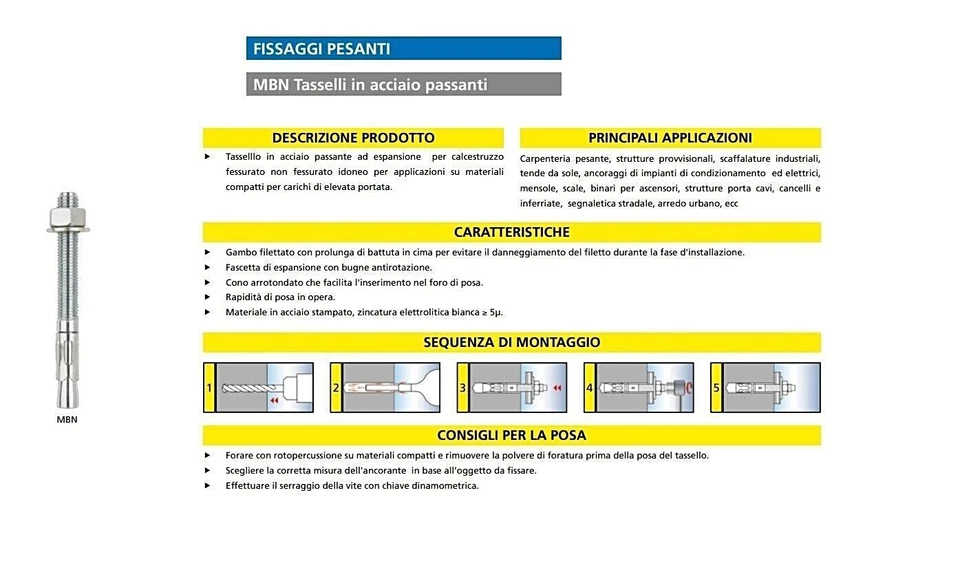 TASSELLI ANCORANTI PESANTI IN ACCIAIO ZINCATO M6 M8 M10 M12 M16 VARIE LUNGHEZZE - Immagine 2 di 4
