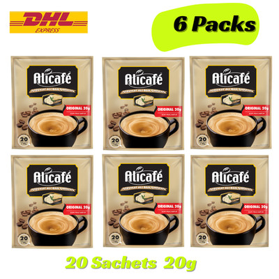 6 Pack Original Alicafe  20 Sachets x 20g Halal Coffee 3 in 1  Free DHL Shipping
