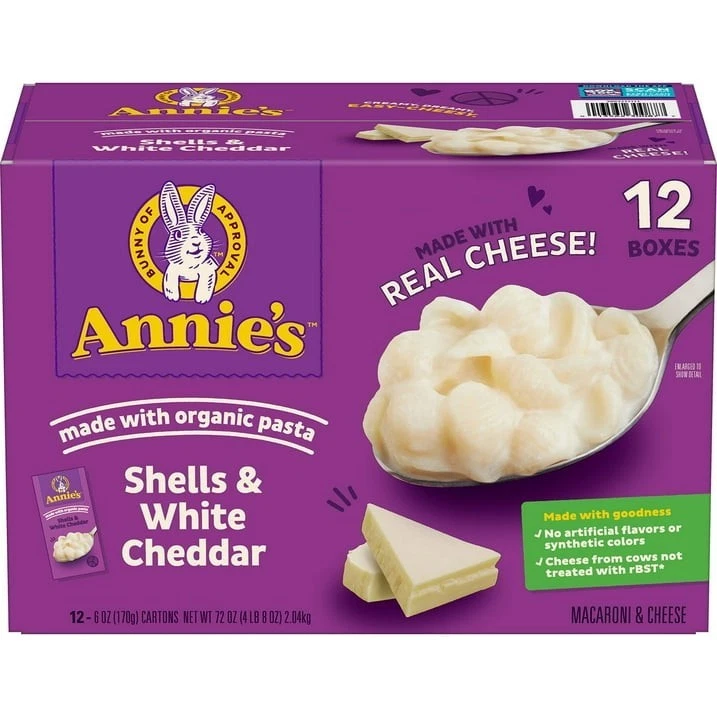 Annie's Shells and White Cheddar Mac and Cheese 6 oz., 12 paquetes Foto 2 de 4