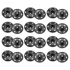 18 Set Sew-on Snap Buttons 21mm Metal Snap Fastener Buttons, Black