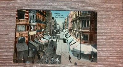 Valencia Spain Calle San Vicente Busy Street Scene Early 1900s Postcard