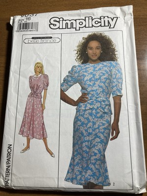 Vintage Simplicity Sewing Pattern 9037 BELLE FRANCE DRESS Size 16  1989 uncut FF